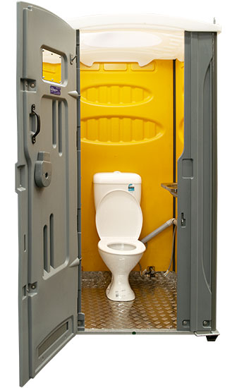 Portable Toilet Billabong sewer connect with opened door